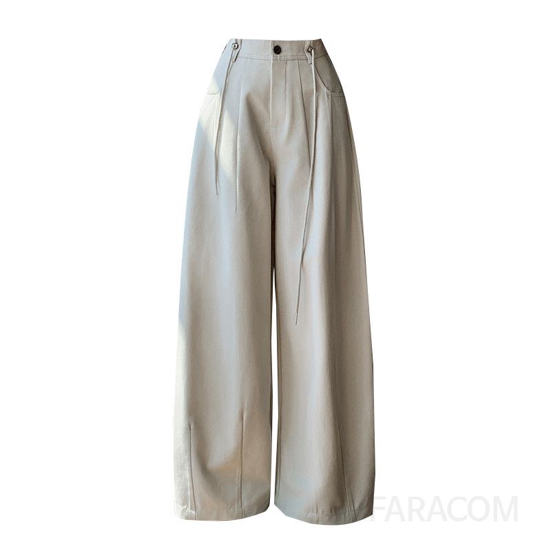 여성 하이웨이스트 와이드 팬츠 텐셀 코튼 소재 슬림 디자인 캐주얼 바지 편안한 착용감 데일리 스타일 가을 외출용 트렌디한 룩 - 상세 이미지 5