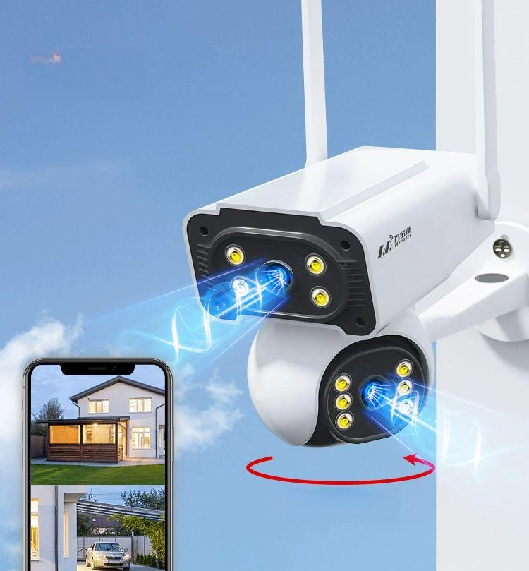카메라 CCTV 벽부착 사각지대 해소 대형 주택 빌라 전원주택 감시카메라 홈카메라 2화면 WiFi 배터리 15일 연속 녹화 5MP - 상품 이미지