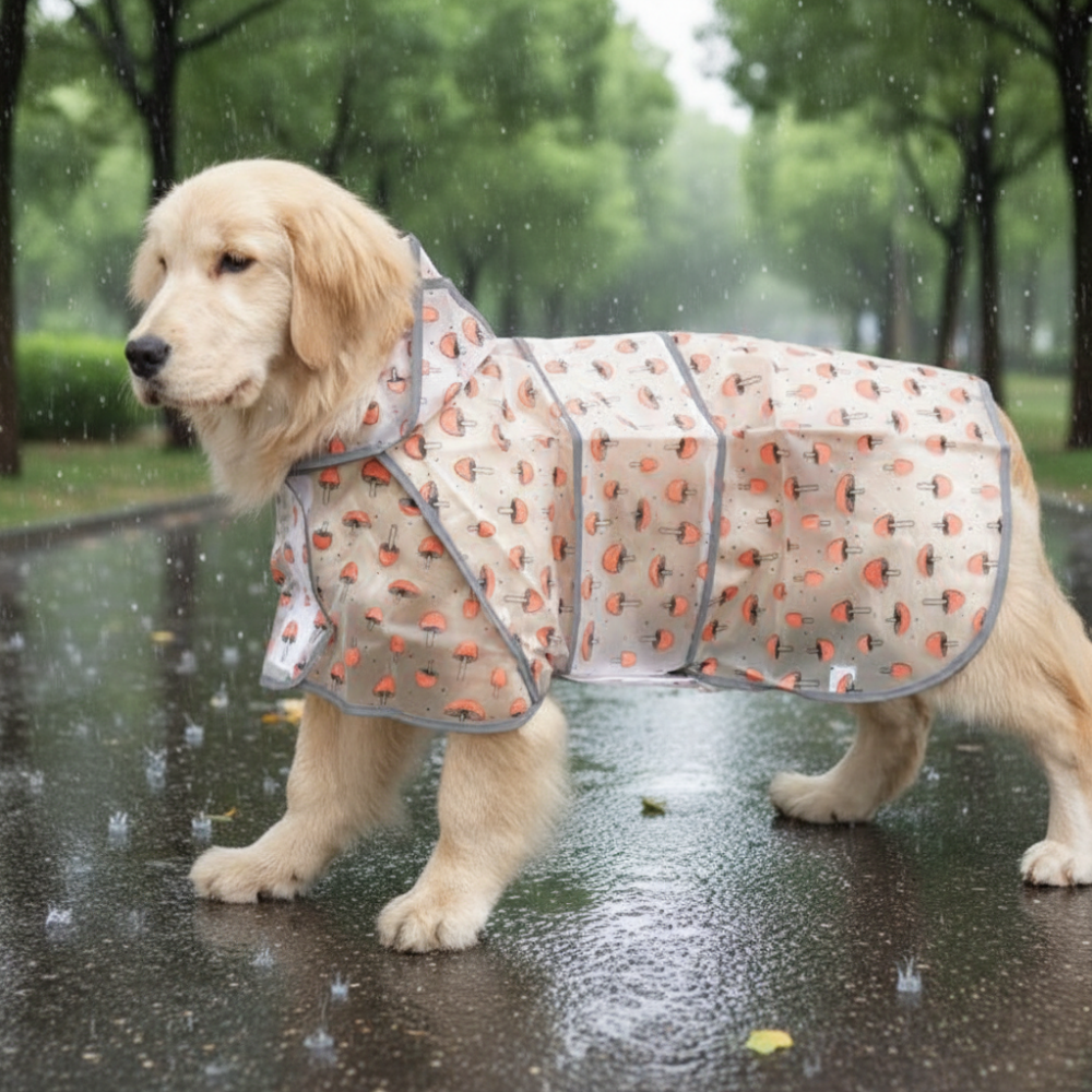위드레오 강아지 판쵸형우비 웰시코기 닥스훈트 대형견 레인코트 반투명버섯, 4XL