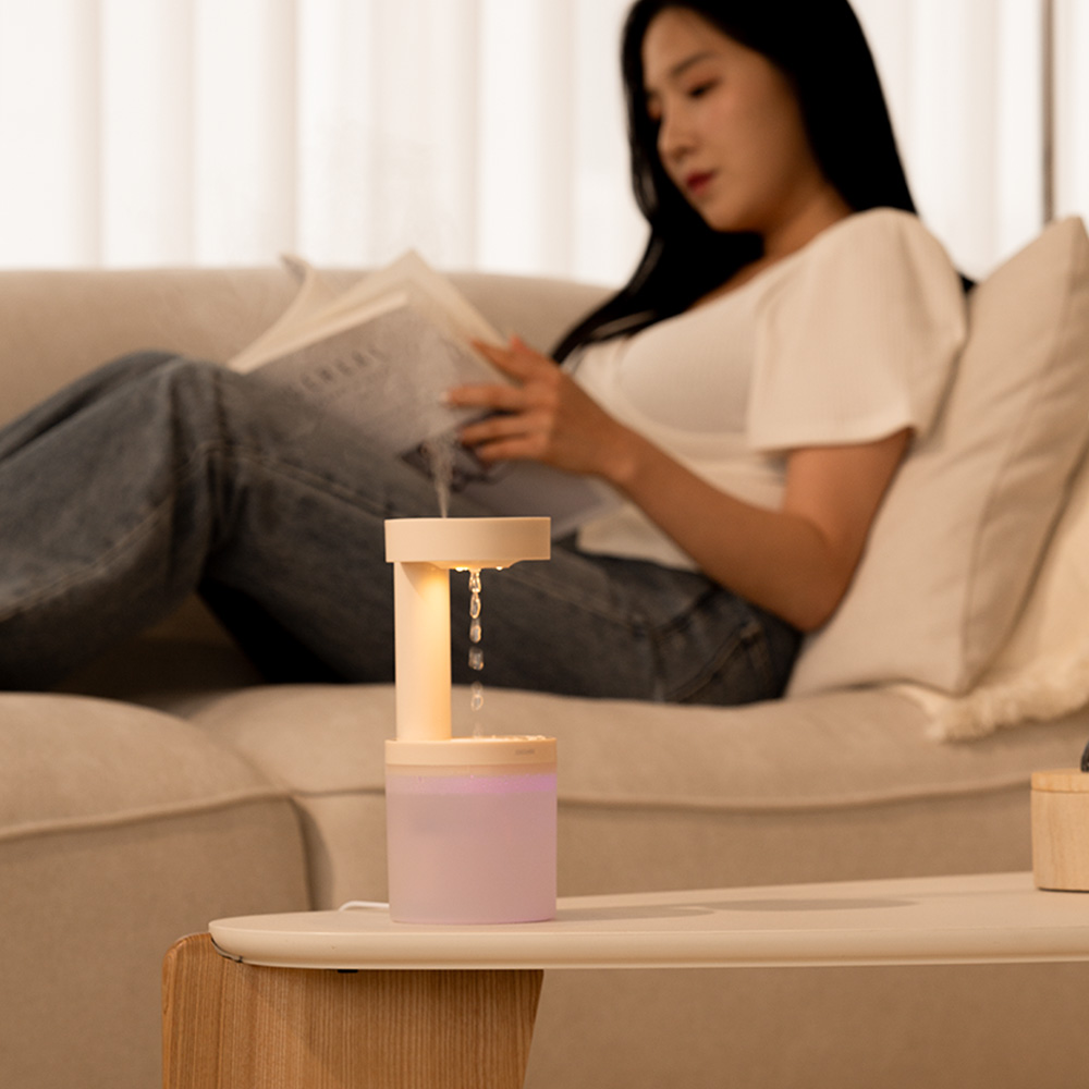 거꾸로 물멍 가습기 사무실 탁상용 미니 가습기 무중력 무드등 고양이