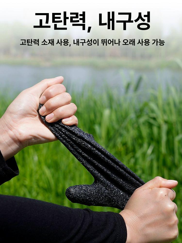 낚시장갑 고무 고리 해루질 방수 미끄럼방지장갑 베임방지 방수낚시장갑 낚시방수장갑 잡어 장갑 블랙 왼손 고탄력 속건 프리사이즈 - 상세 이미지 3