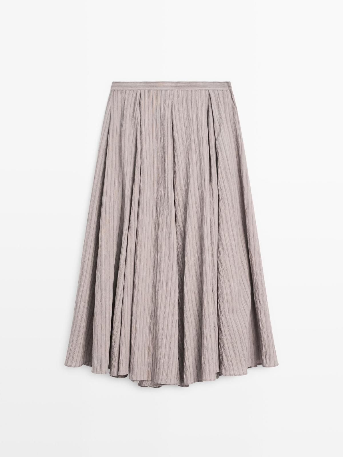 마시모두띠 스트라이프 플레어 미디 스커트 5212/504 GREY MARL - 상품 이미지