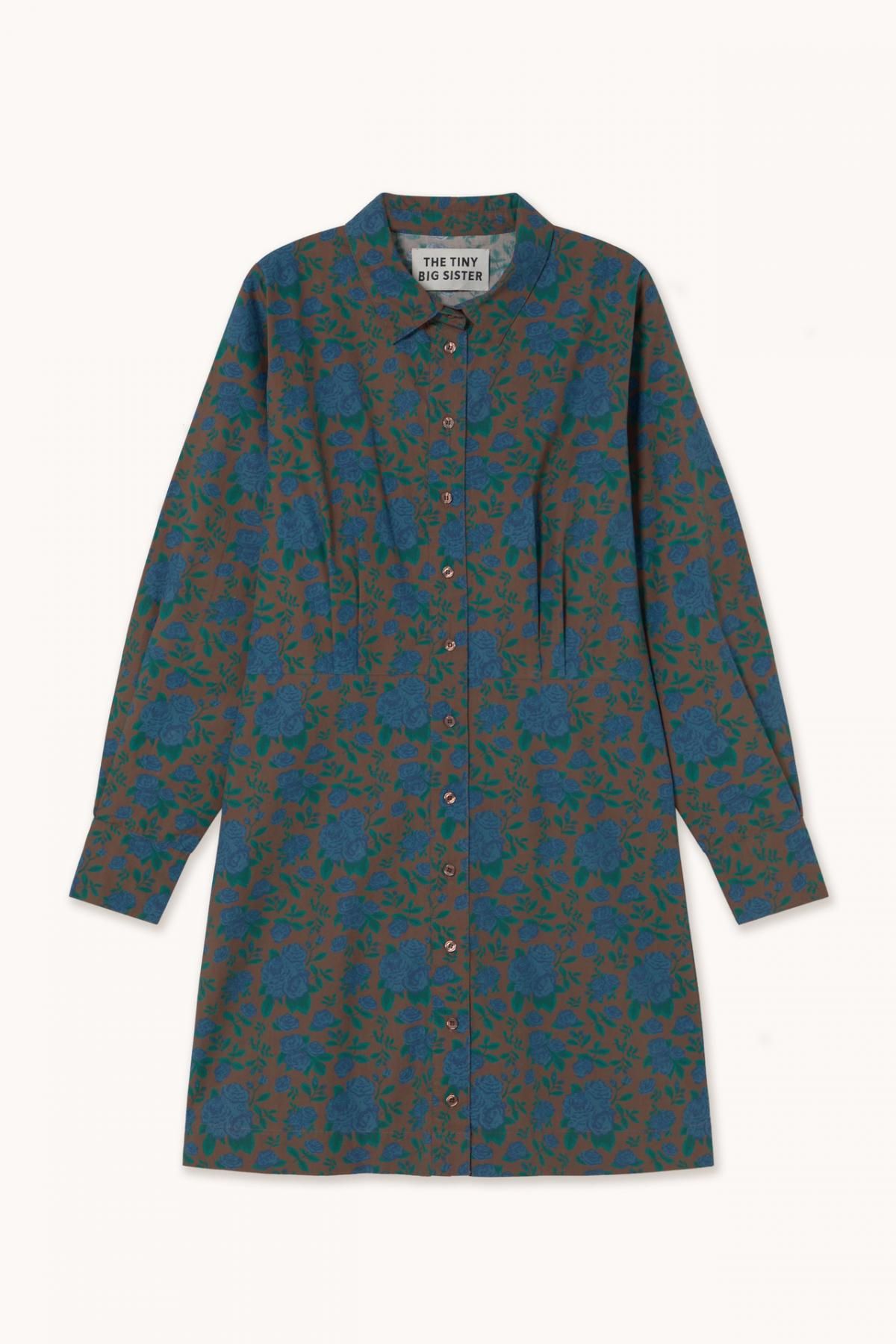 타이니코튼 다크브라운 플라워 패턴 셔츠 미니 원피스 AW25-735M05 ONE COLOR - 상품 이미지