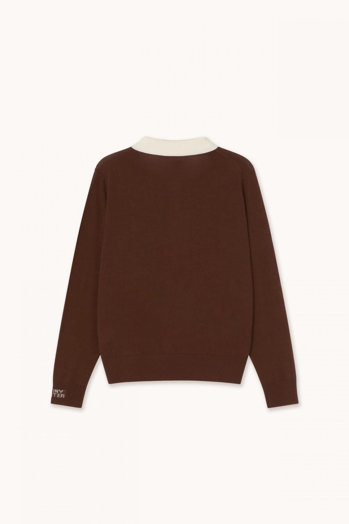 타이니코튼 클래식 배색카라 브라운 니트 스웨터 AW25-677K22 ONE COLOR - 상세 이미지 2
