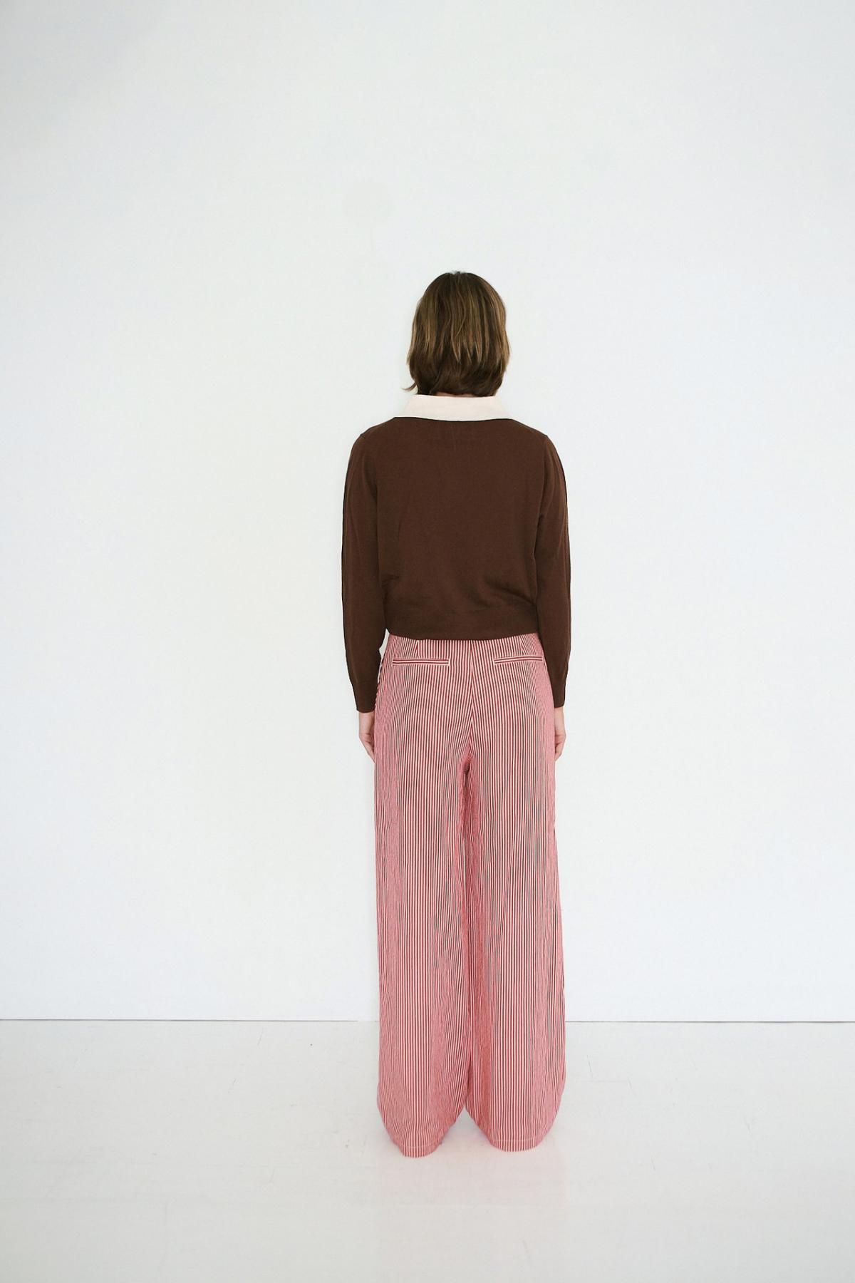 타이니코튼 스트라이프 썸머 레드 와이드 코튼 팬츠 AW25-657J08 SUMMER RED - 상세 이미지 4