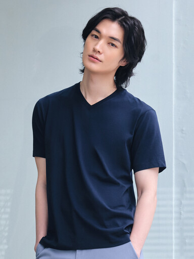 탑텐 공용 수피마 코튼 브이넥 반팔티_MSE2TV3901