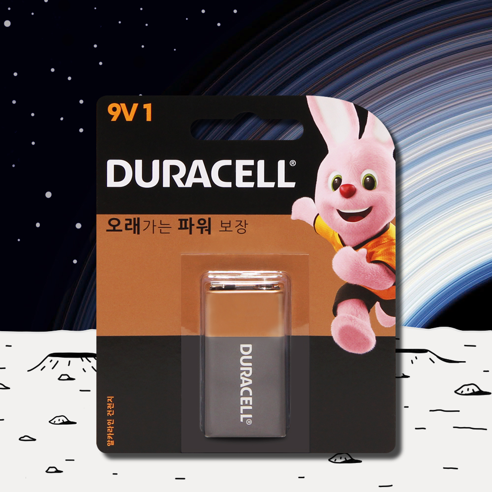 듀라셀 9V 건전지 알카라인 1개 사각건전지 오래가는 배터리 6LR61 - 메인 이미지
