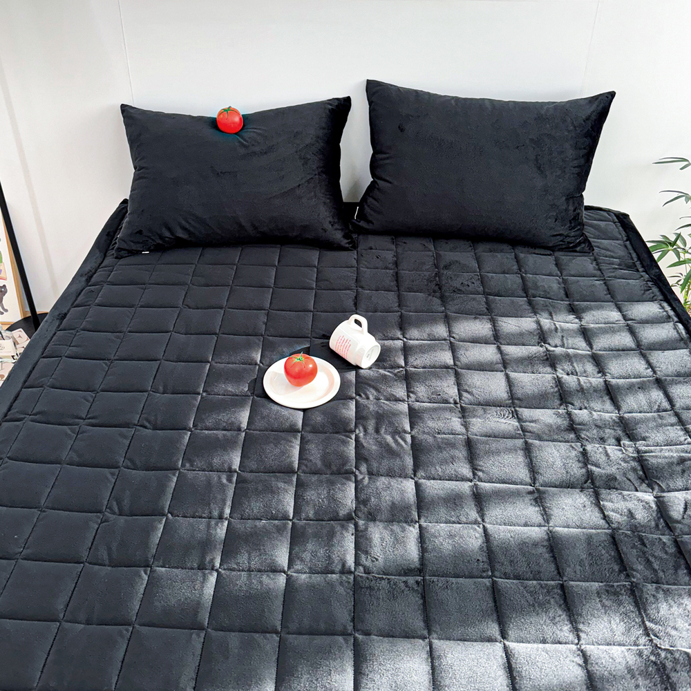 포근한 윈터테일 겨울 밍크 극세사 고정밴딩 침대패드 블랙 캣, SS(슈퍼싱글)