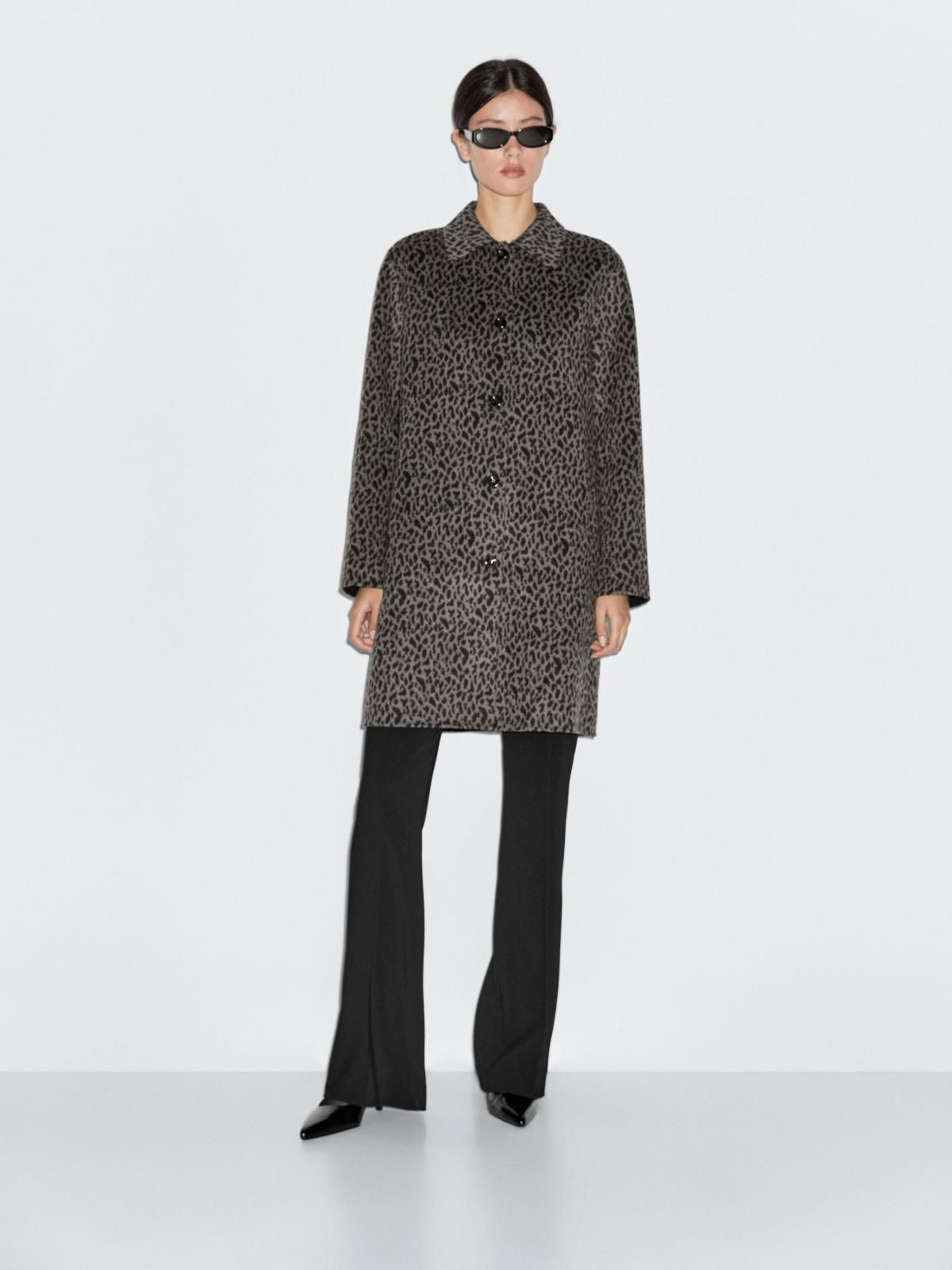 마시모두띠 애니멀 프린트 울블렌드 미디 코트 6410/961 GREY - 상세 이미지 5