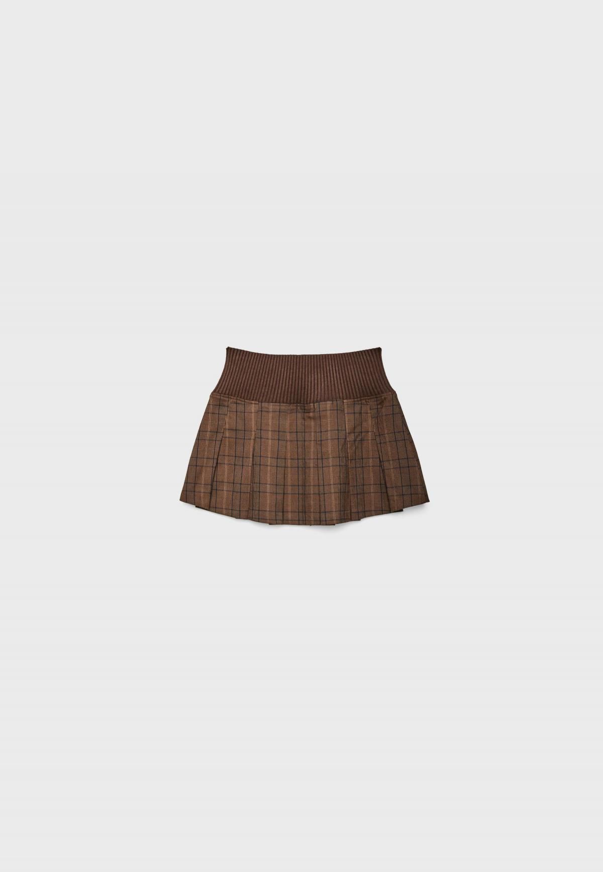 스트라디바리우스 체크 박스 플리츠 미니 스커트 팬츠 4706/258 BROWN - 상세 이미지 2