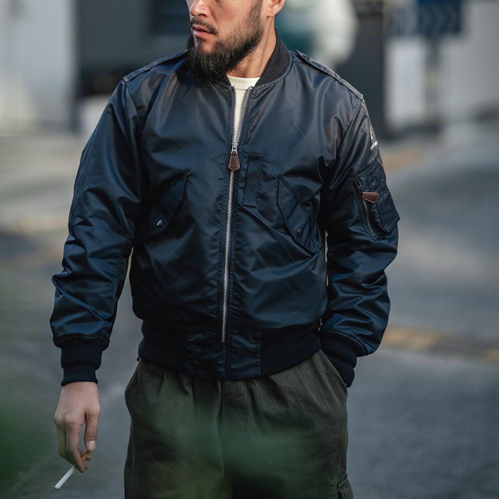 브론슨 Bronson OG 복각 MA-1 L-2A 블루 파일럿 점퍼 봄버 마원 ma-1 재킷 네이비 블루 (L2A) M(38) - 상세 이미지 3