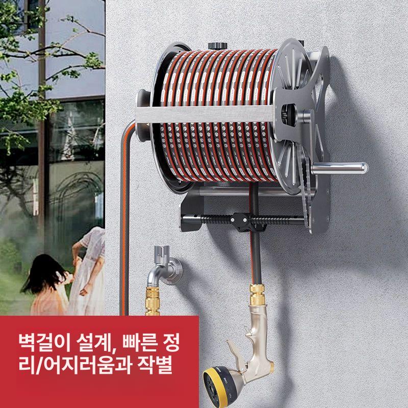 이동식 호스 릴 농업용 원예 텃밭 세차 거치대 수도관 바퀴 정리대 전금속 재질 더 내구성 G1 10m A - 상세 이미지 2