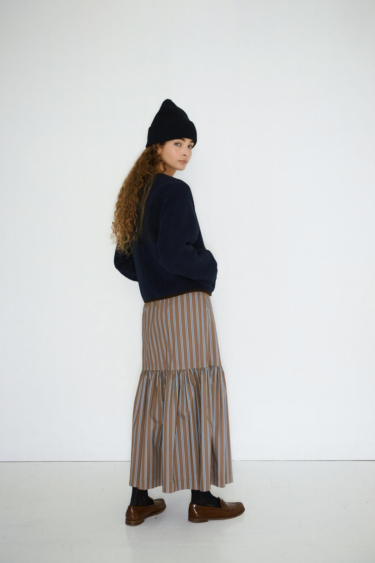 타이니코튼 모카 스트라이프 플레어 롱 원피스 AW25-632S37 ONE COLOR - 상세 이미지 5