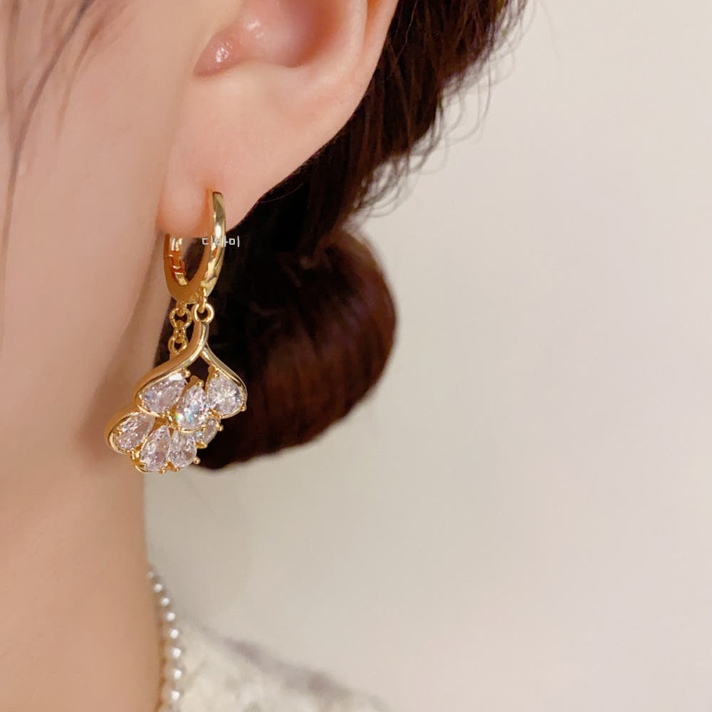 14K 원터치 링 더블 큐빅 여자 명품귀걸이 무알러지귀걸이 - 상세 이미지 4