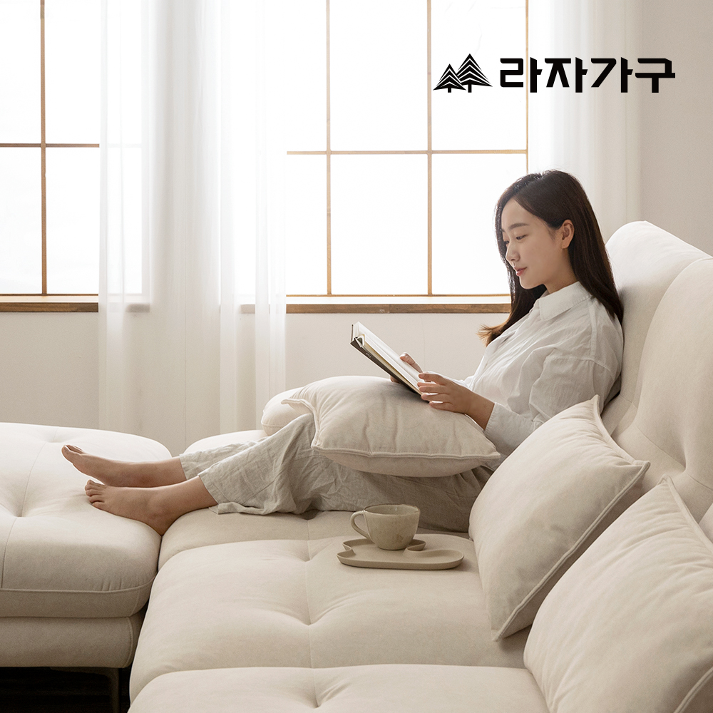 라자가구 제이드 조야 패브릭 스윙 소파 푹신한 모듈 거실 기능성 쇼파 스툴미포함, 아이보리, 4인용