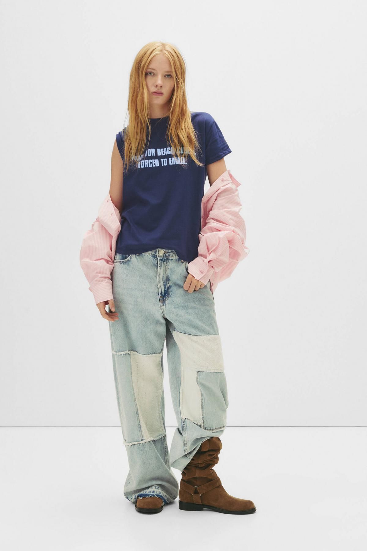 풀앤베어 스트리트 레터링 크루넥 반팔 티셔츠 7153/308 NAVY - 상세 이미지 2