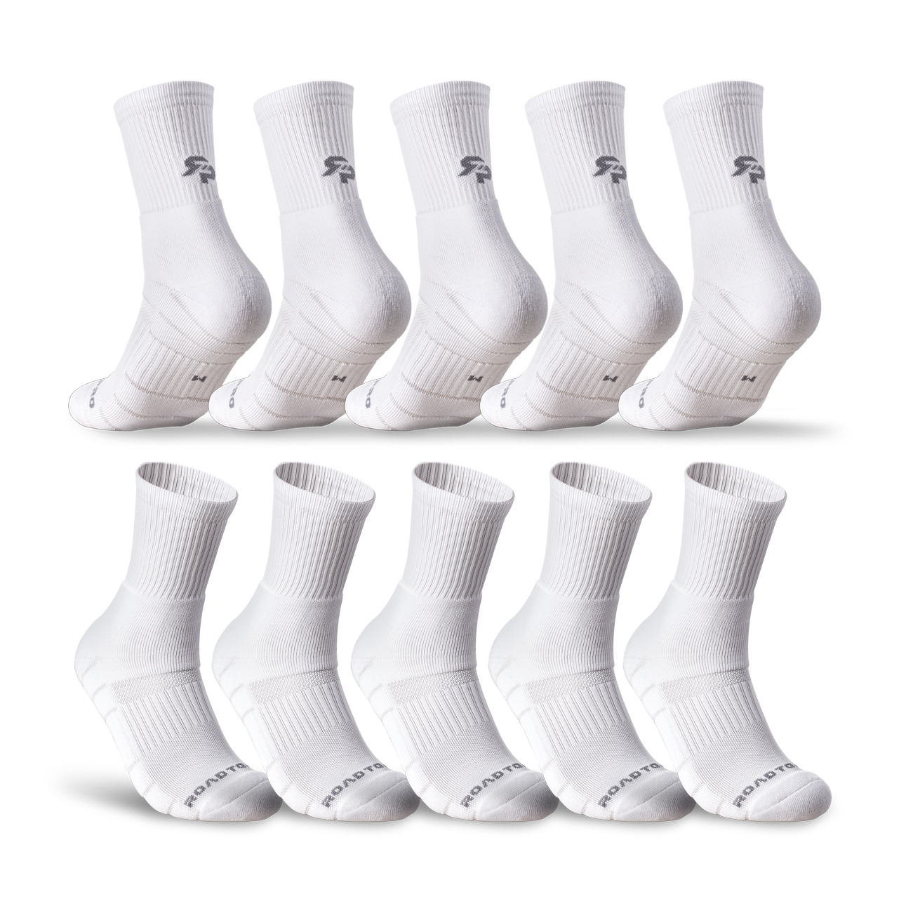RTP 하이퀄리티 프로라인 압박 쿠션 쫀쫀 스포츠 양말 화이트 10켤례, M (260-290mm)