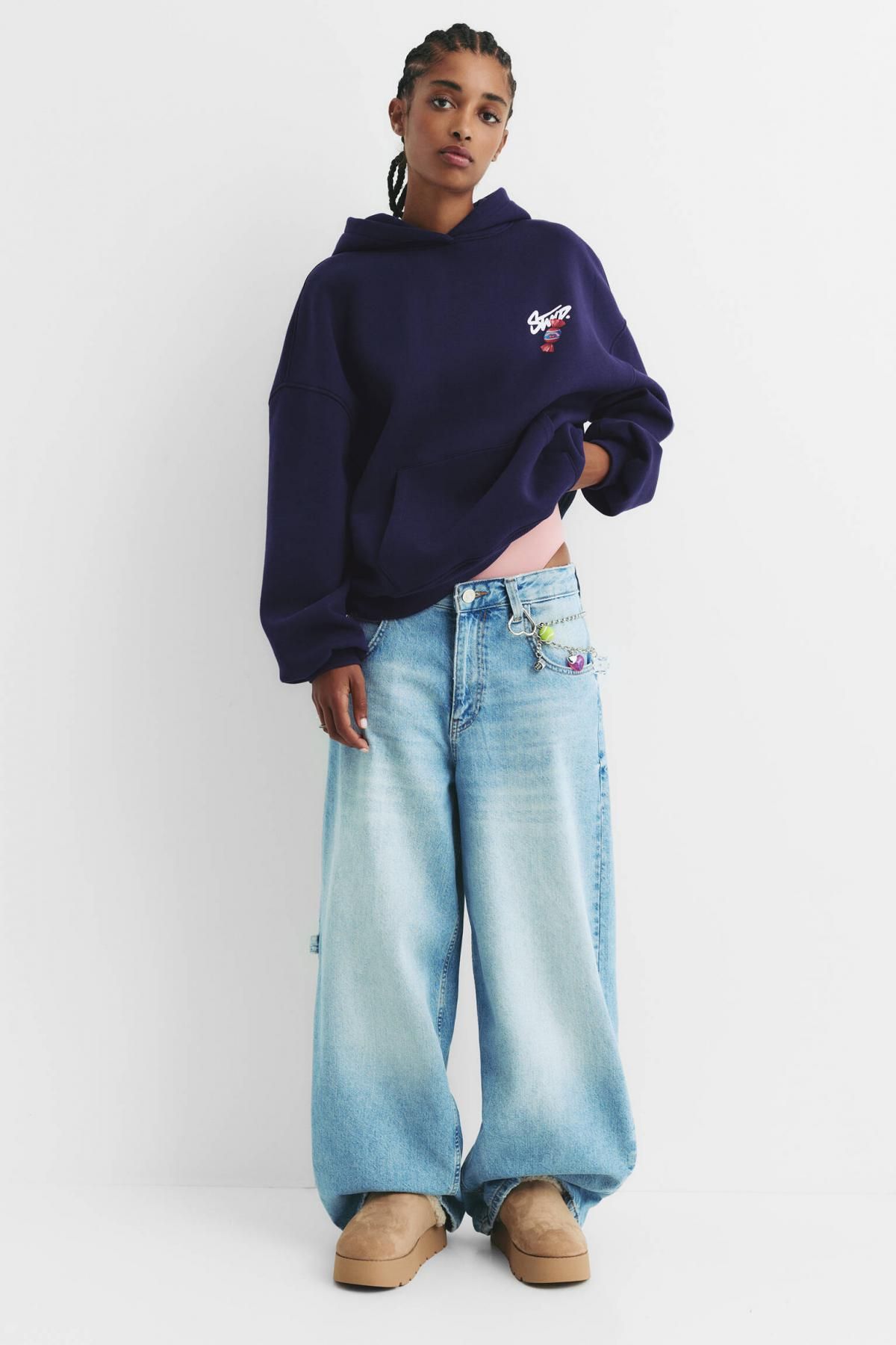 풀앤베어 네이비 캐주얼 STWD 그래픽 후드티 7560/340 NAVY - 상세 이미지 5