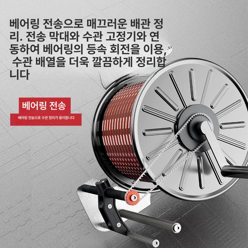 이동식 호스 릴 농업용 원예 텃밭 세차 거치대 수도관 바퀴 정리대 전금속 재질 더 내구성 G1 10m A - 상세 이미지 4