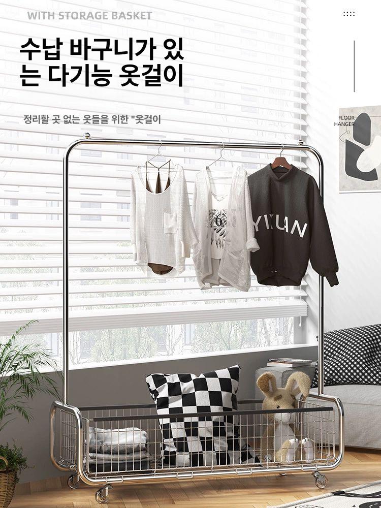 미드센추리행거 이동식 옷걸이 매장용 수납 철제 모듈 스테인리스 의류 60 크리스탈실버 회전 대형 - 상세 이미지 2