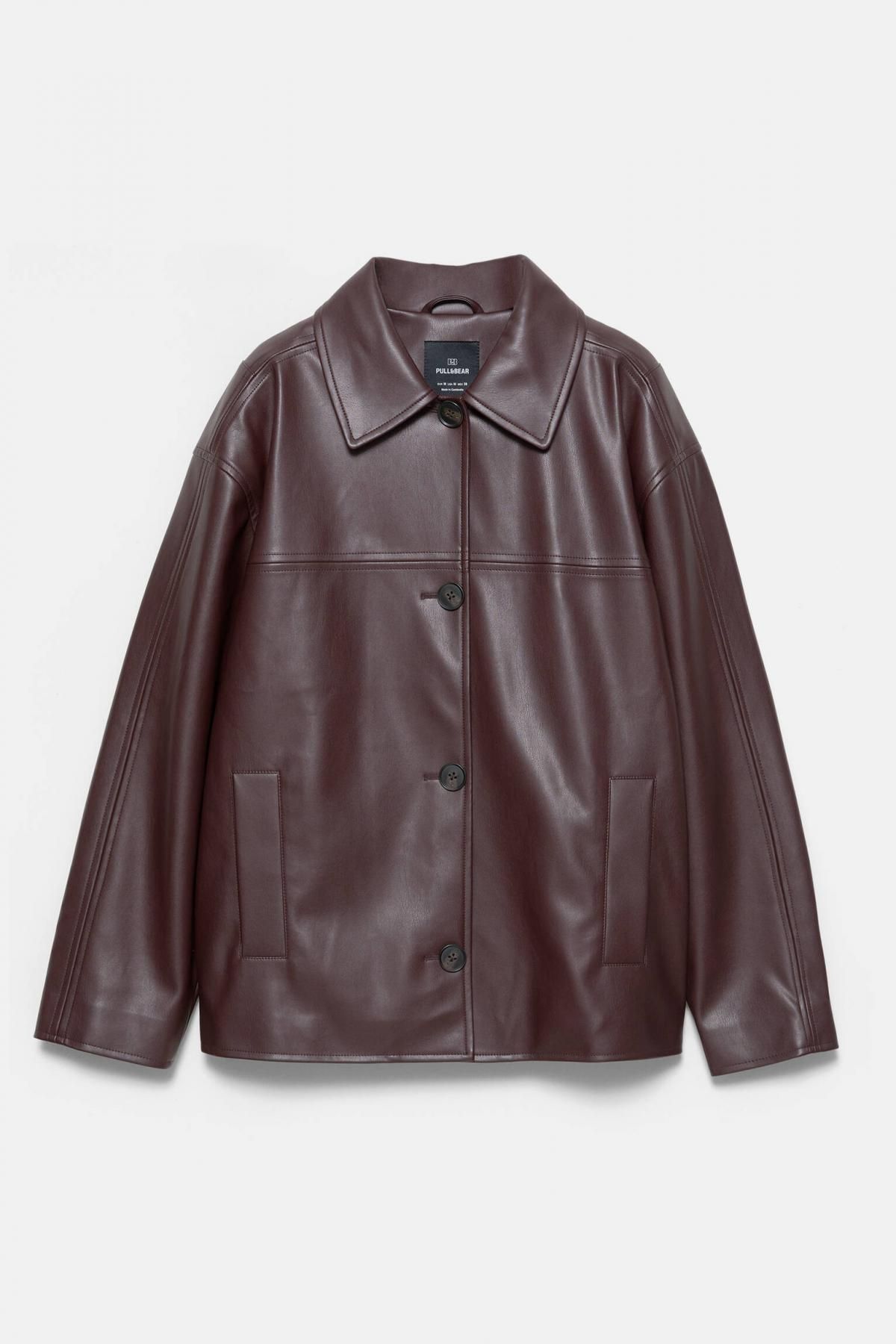 풀앤베어 테크니컬 페이크 레더 스티치 오버핏 재킷 7700/389 BURGUNDY - 메인 이미지
