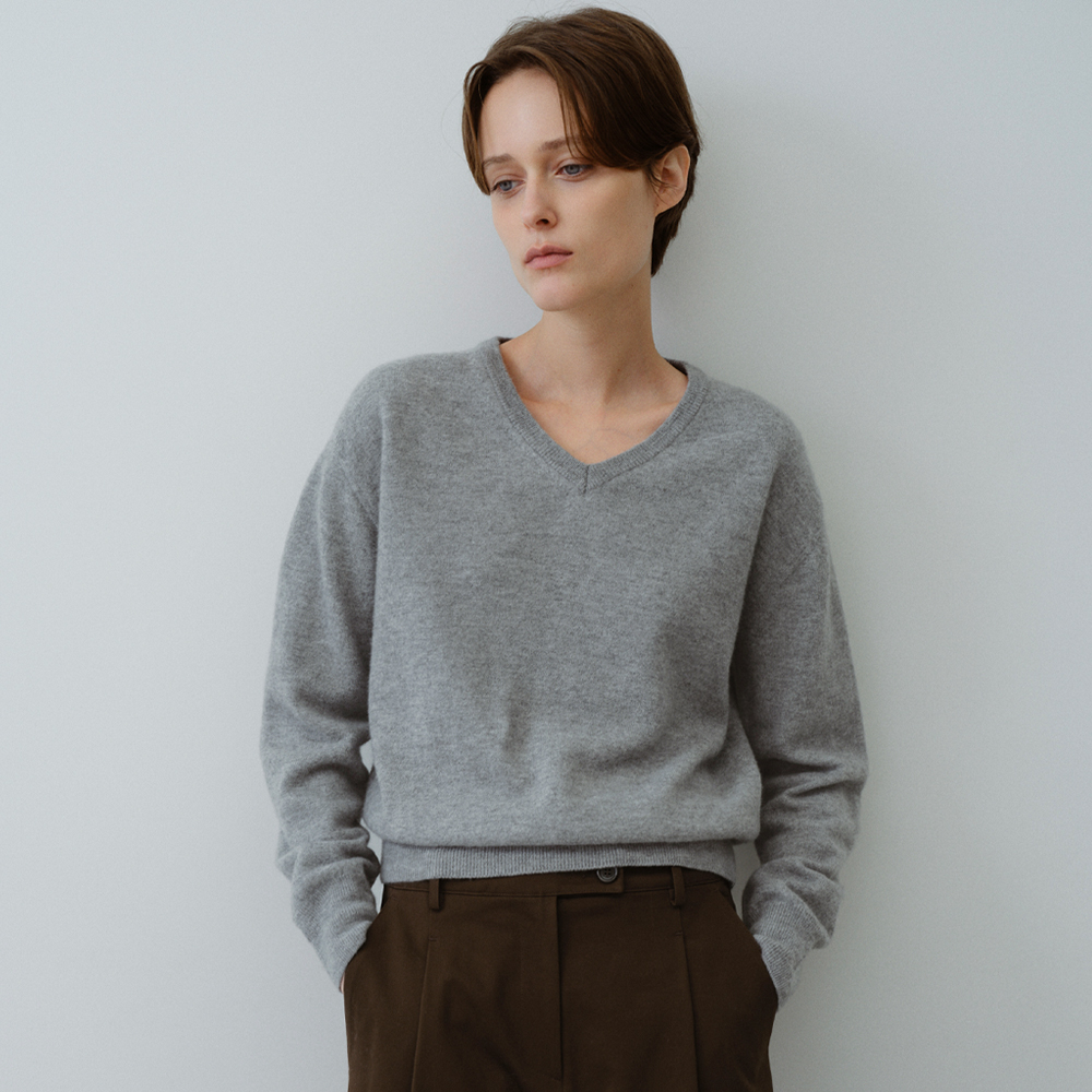 [블루브릭] Basic wool v-neck knit (melange) - 상품 이미지