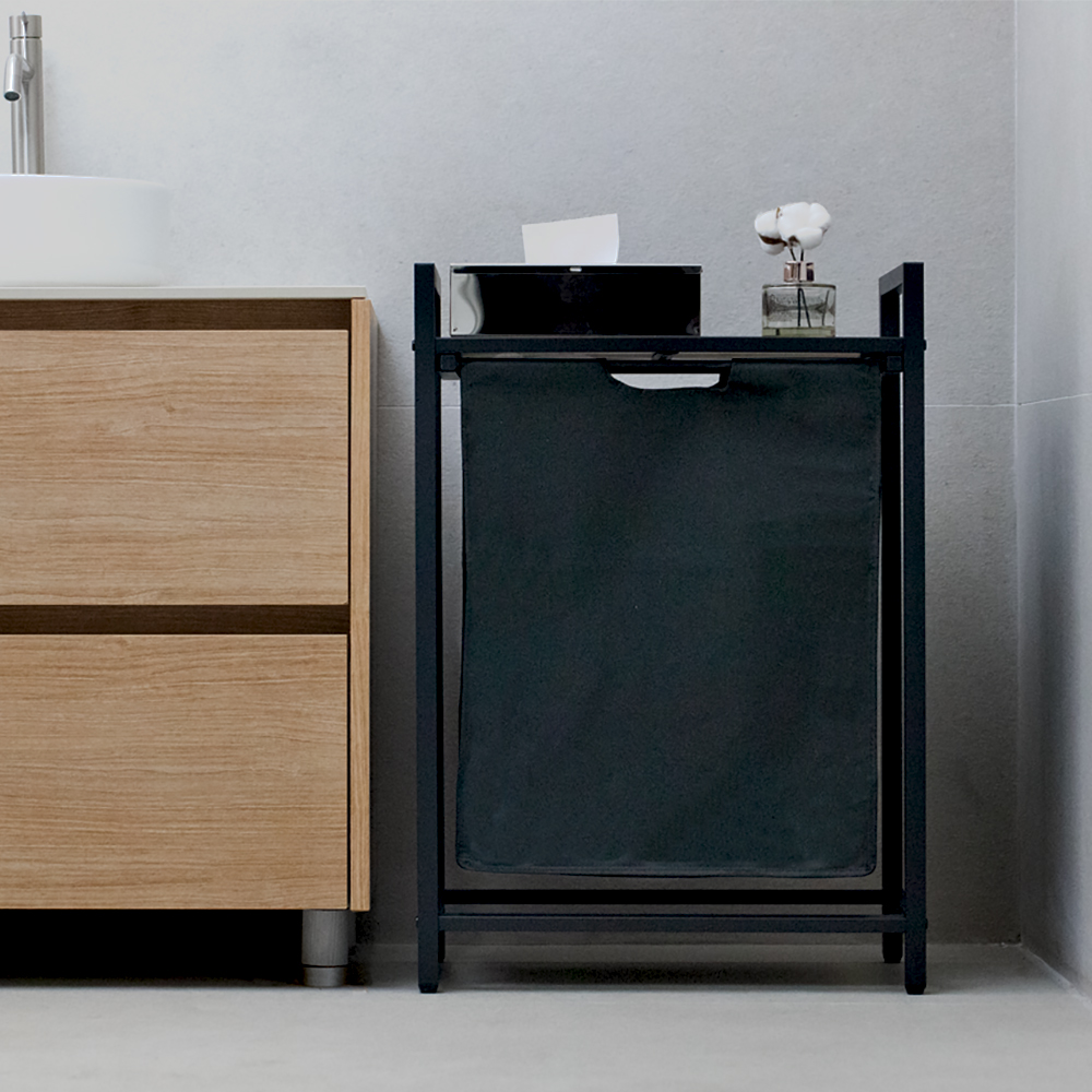 철제 빨래 바구니 세탁 햄퍼 빨래통 수거함 런드리백 세탁물 바스켓 슬림 대용량 선반 1단