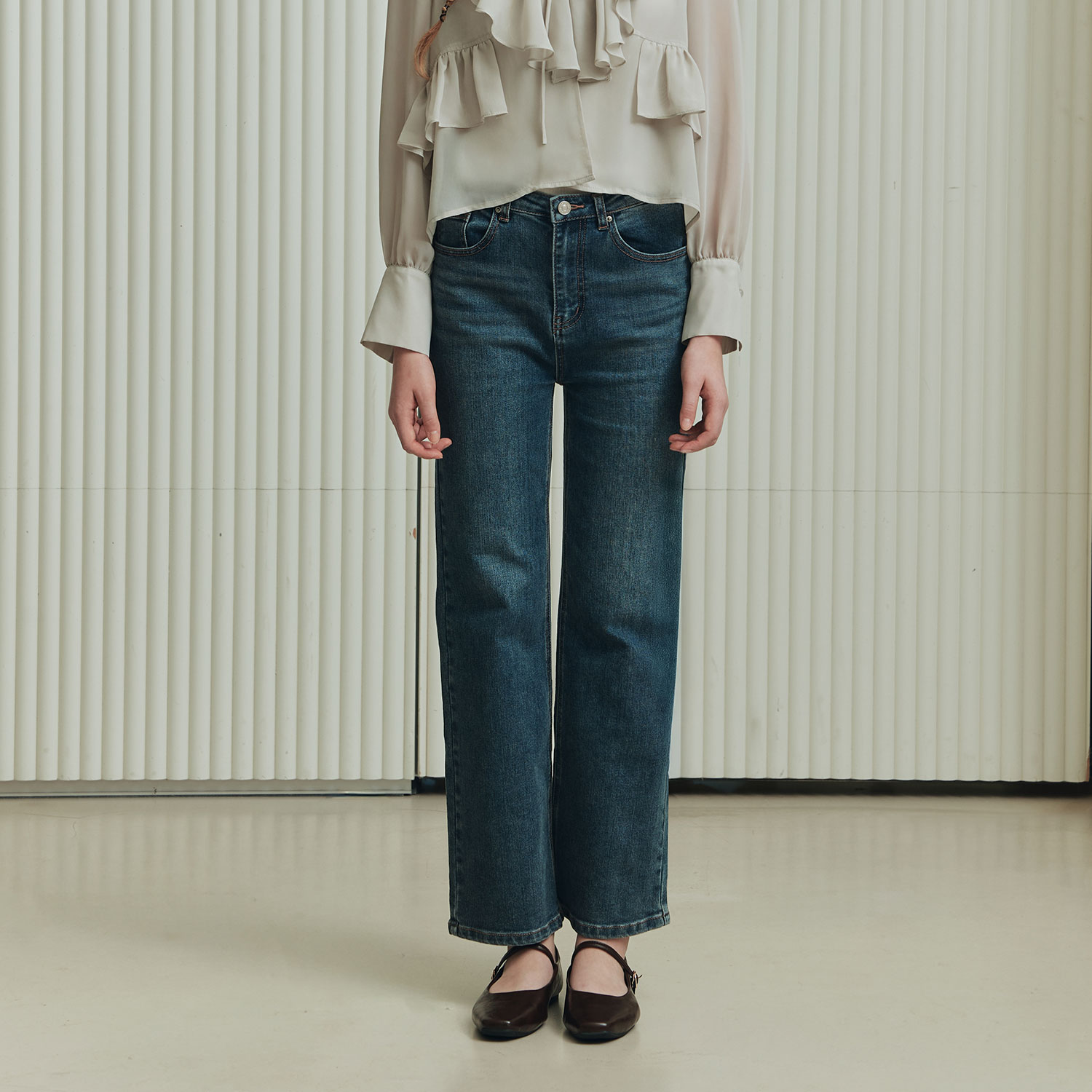 [제로스트릿] 스트레이트 워싱 데님 팬츠 STRAIGHT WASHING DENIM PANTS / INDIGO - 상품 이미지