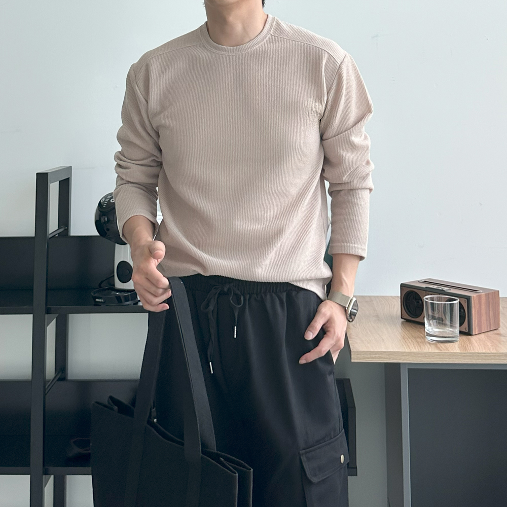남자 긴팔티 빅사이즈 오버핏 흰색 이너 티셔츠 - 상세 이미지 2