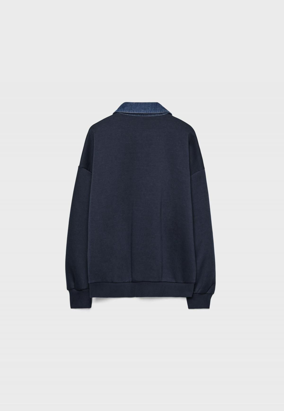 스트라디바리우스 데님 칼라 테크니컬 맨투맨 6771/909 NAVY BLUE - 상세 이미지 3