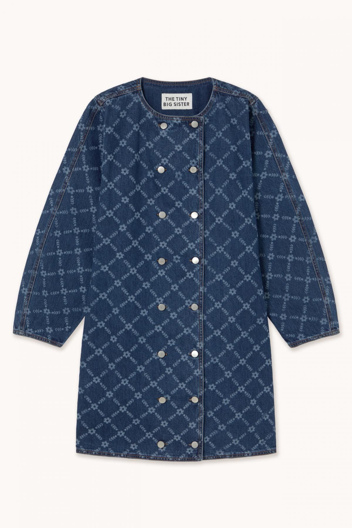 타이니코튼 플라워 그리드 데님 버튼 미니 원피스 AW25-711L30