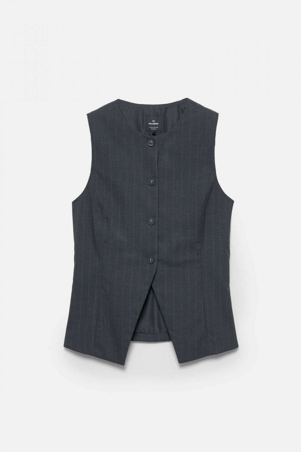 풀앤베어 테일러드 롱 핀스트라이프 베스트 7801/302 ANTHRACITE GREY - 메인 이미지