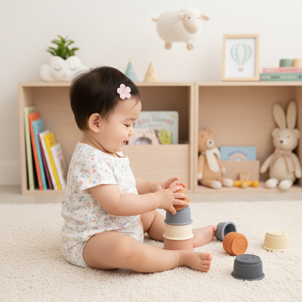 리틀그립 올실리콘 스태킹컵 창의력 발달 감각 놀이 장난감 보관파우치 포함 - 상세 이미지 4