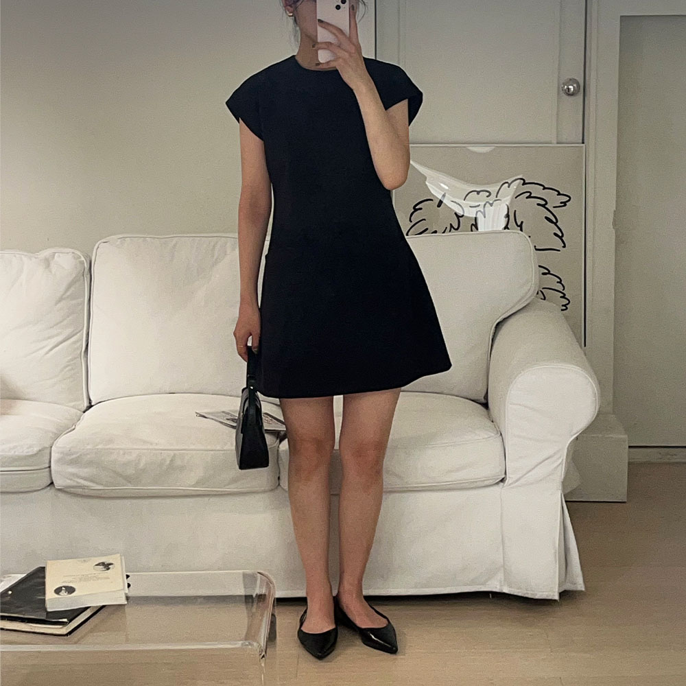키작녀하객룩 봄 여름 결혼식 여자정장원피스 미니 블랙 FREE - 상세 이미지 5