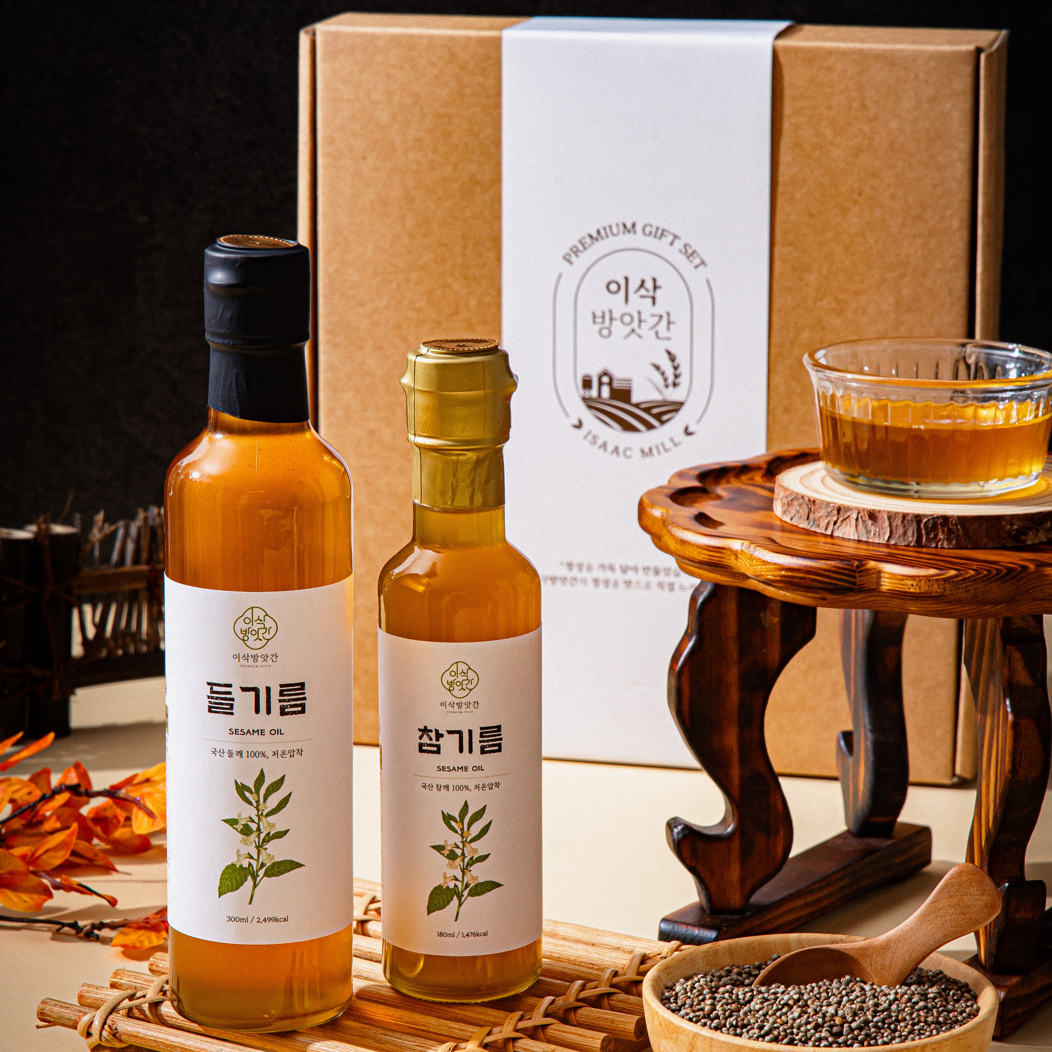 (100세트한정) [2구 선물세트] 국산 저온압착 참기름 들기름 300ml 이미지 3