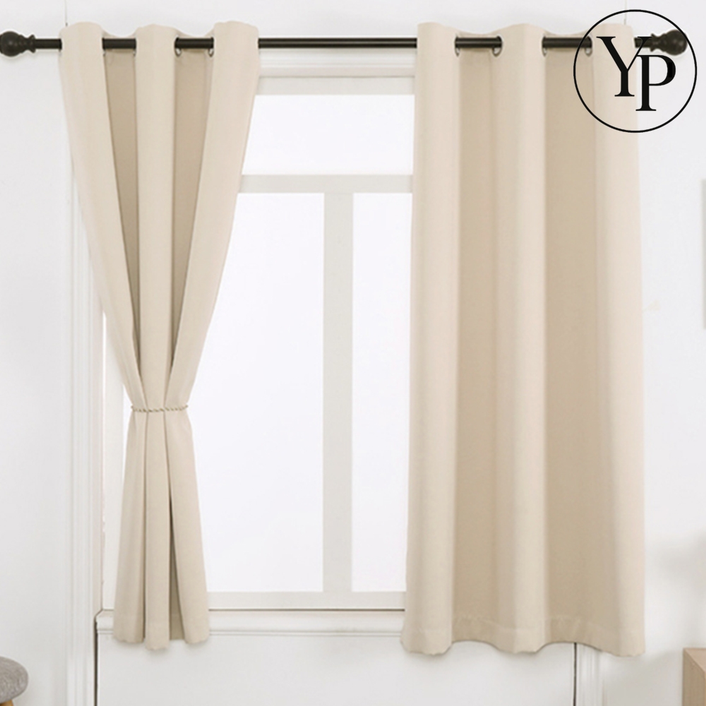 미니 암막 커튼 2장 세트 주름 두꺼운 베이지 소형 원룸 자취방 가림막 블라인드