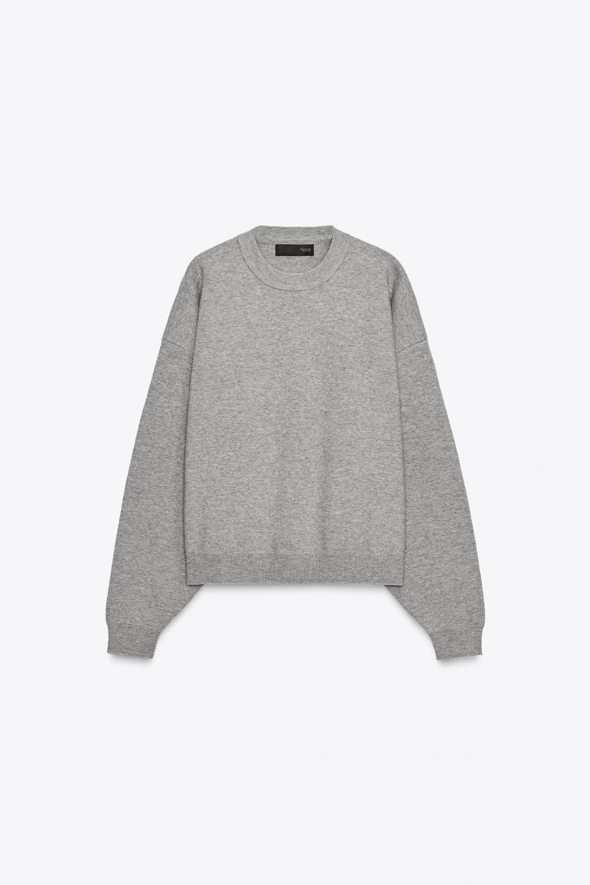 자라 라이트그레이 립 니트 라운드넥 스웨트셔츠 9598/187 GREY MARL - 상품 이미지