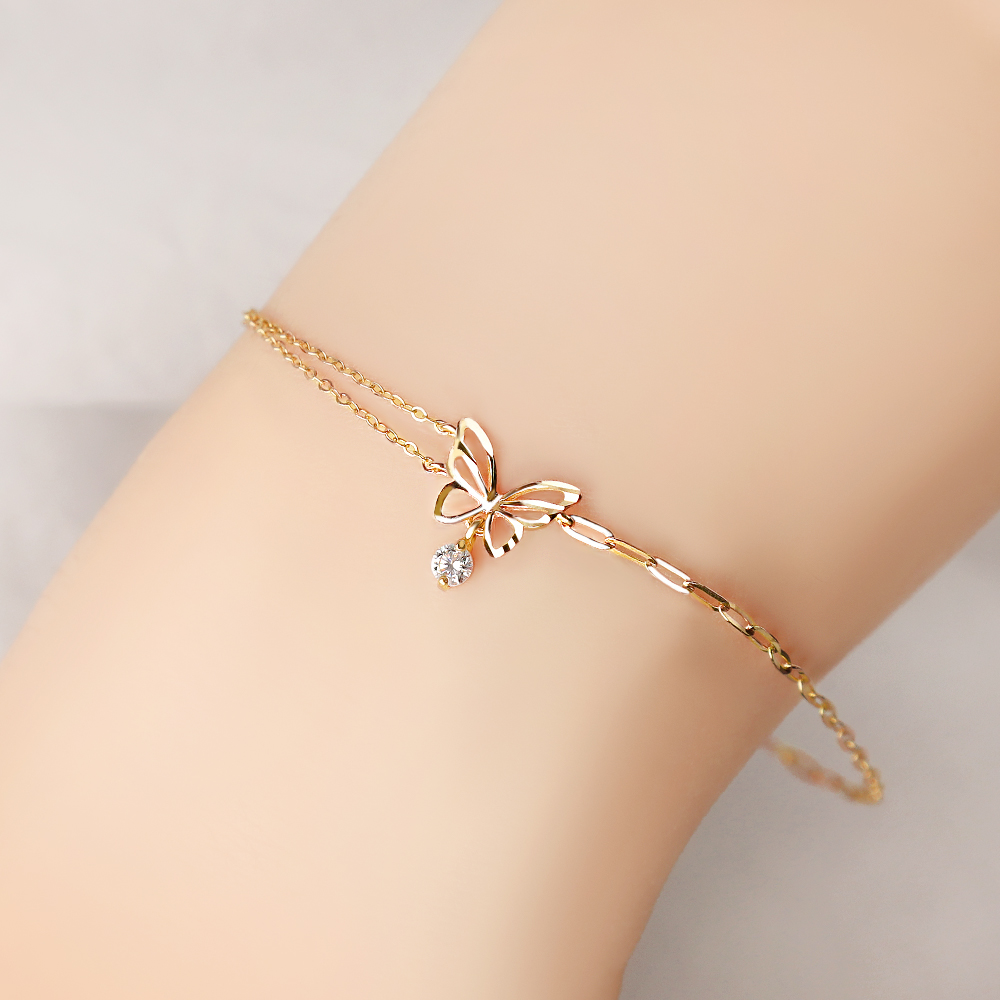 14K 18K 팔찌 여성 데일리 큐빅 레이어드 나비드 체인 기념일 선물 금팔찌 이미지 6