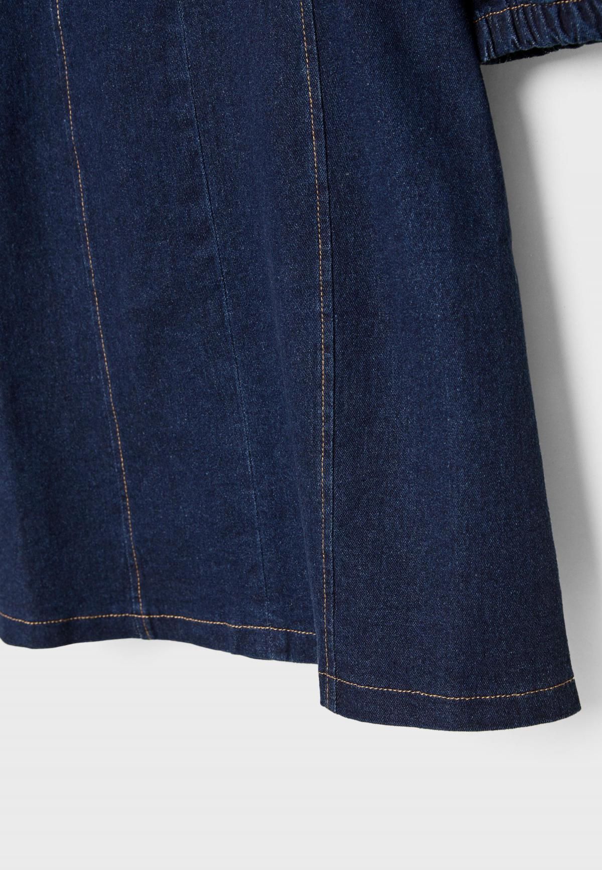 스트라디바리우스 데님 브이넥 퍼프 슬리브 미니 원피스 6264/559 OVERDYED BLUE DENIM - 상세 이미지 3