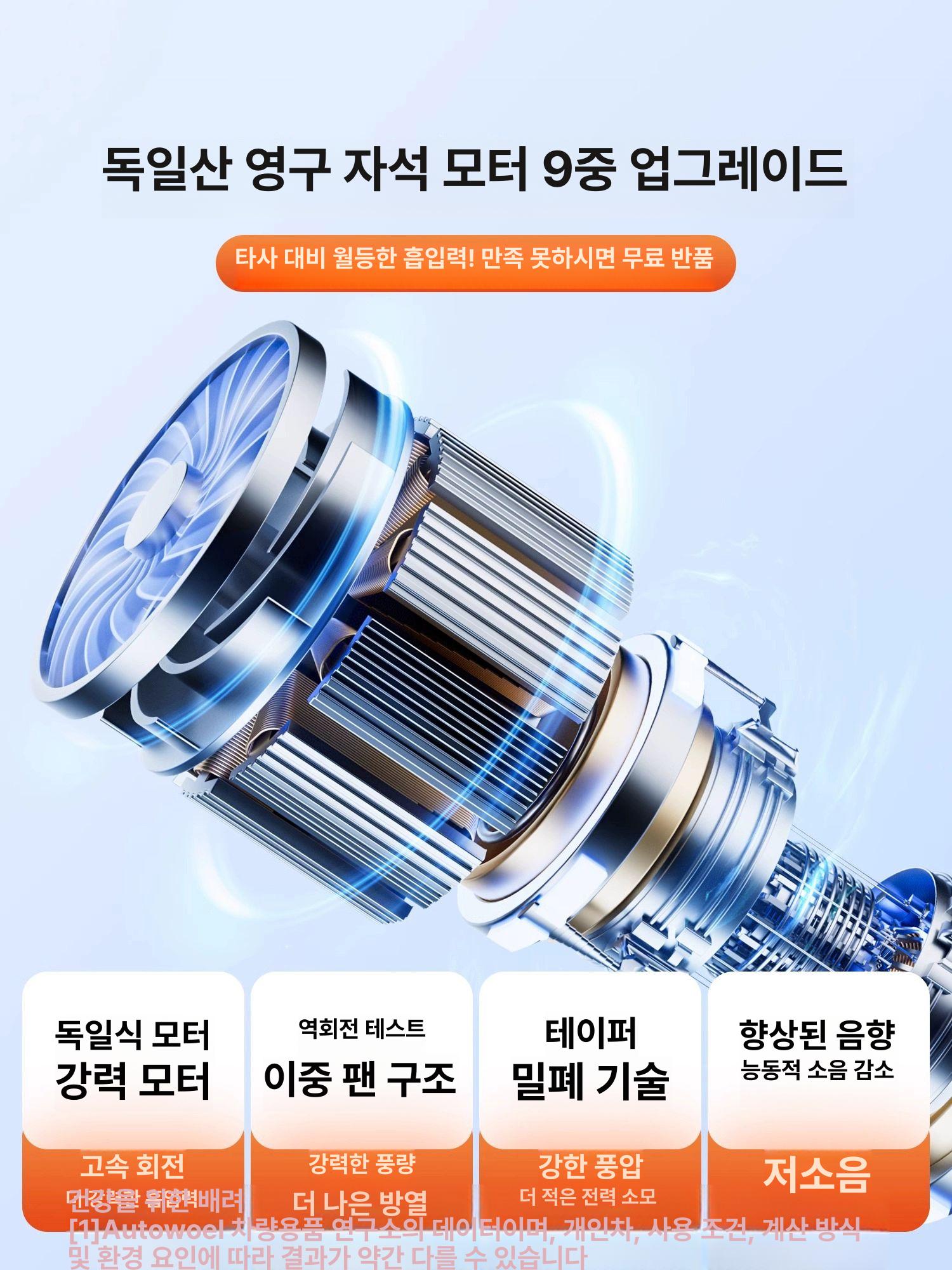 무선미니강력청소기 소형 진공 무선청소기 고출력 무선진공청소기 미니청소기 소형청소기 블랙 골드 스탠다드 59800Pa - 상세 이미지 4
