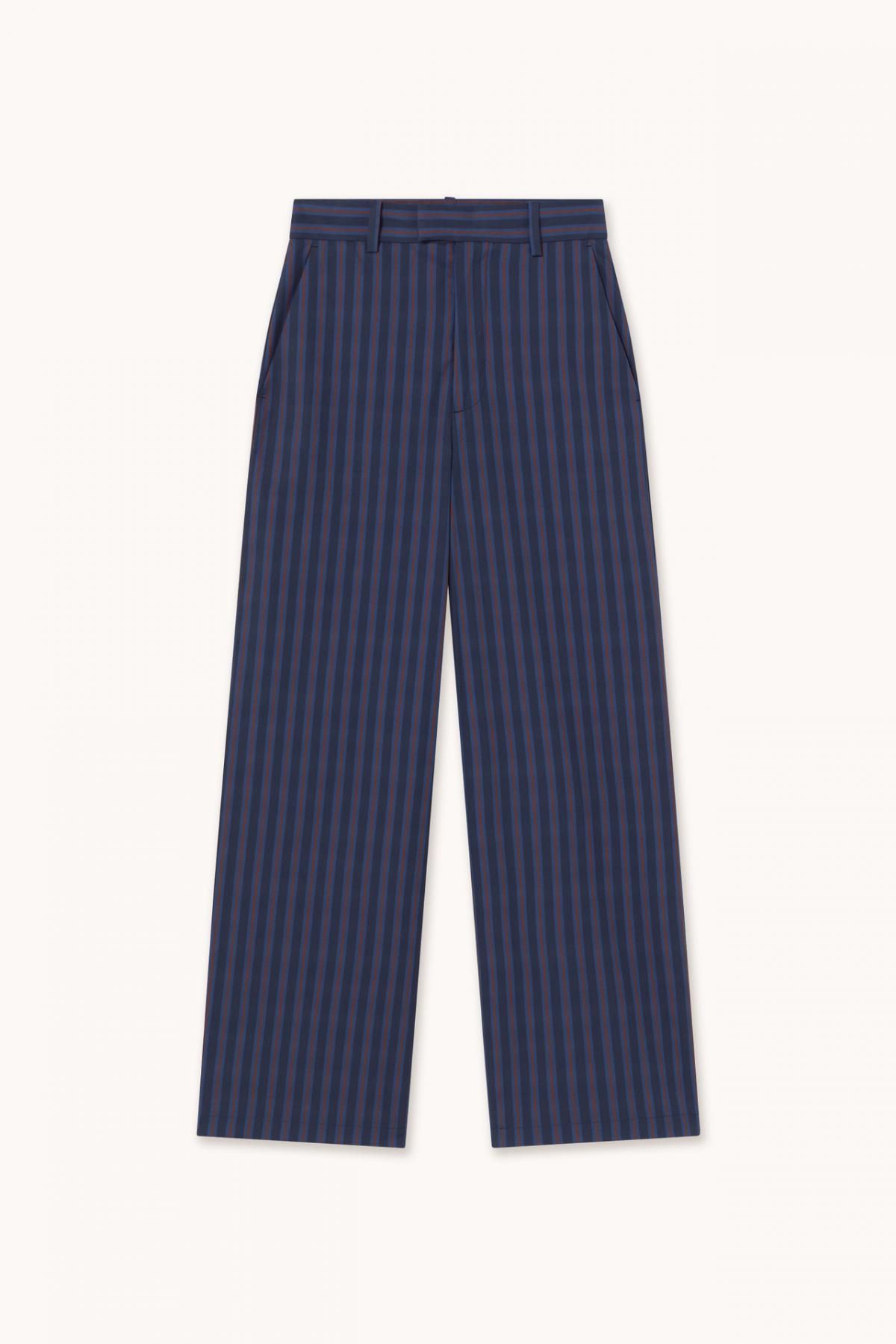 타이니코튼 네이비 스트라이프 테크니컬 코튼 와이드 팬츠 AW25-750107 ONE COLOR - 상품 이미지