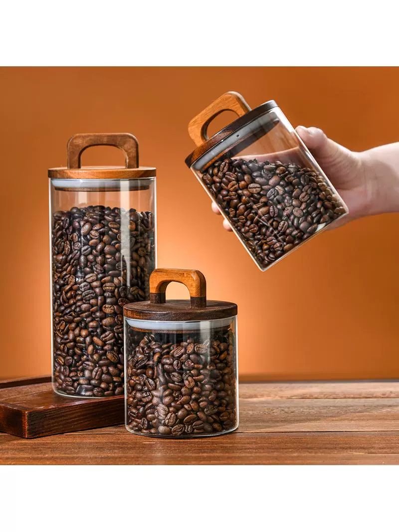 유리 커피 원두통 카페 유리용기 밀폐용기 진공용기 유리병 커피원두 보관통 10cmx18cm 1250ml - 상세 이미지 4