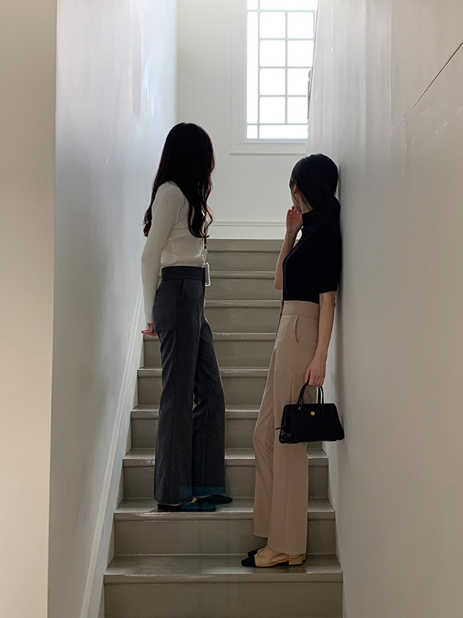 베노드 쫀쫀 하이웨스트 세미 부츠컷 슬랙스 ps5379 - 상세 이미지 5