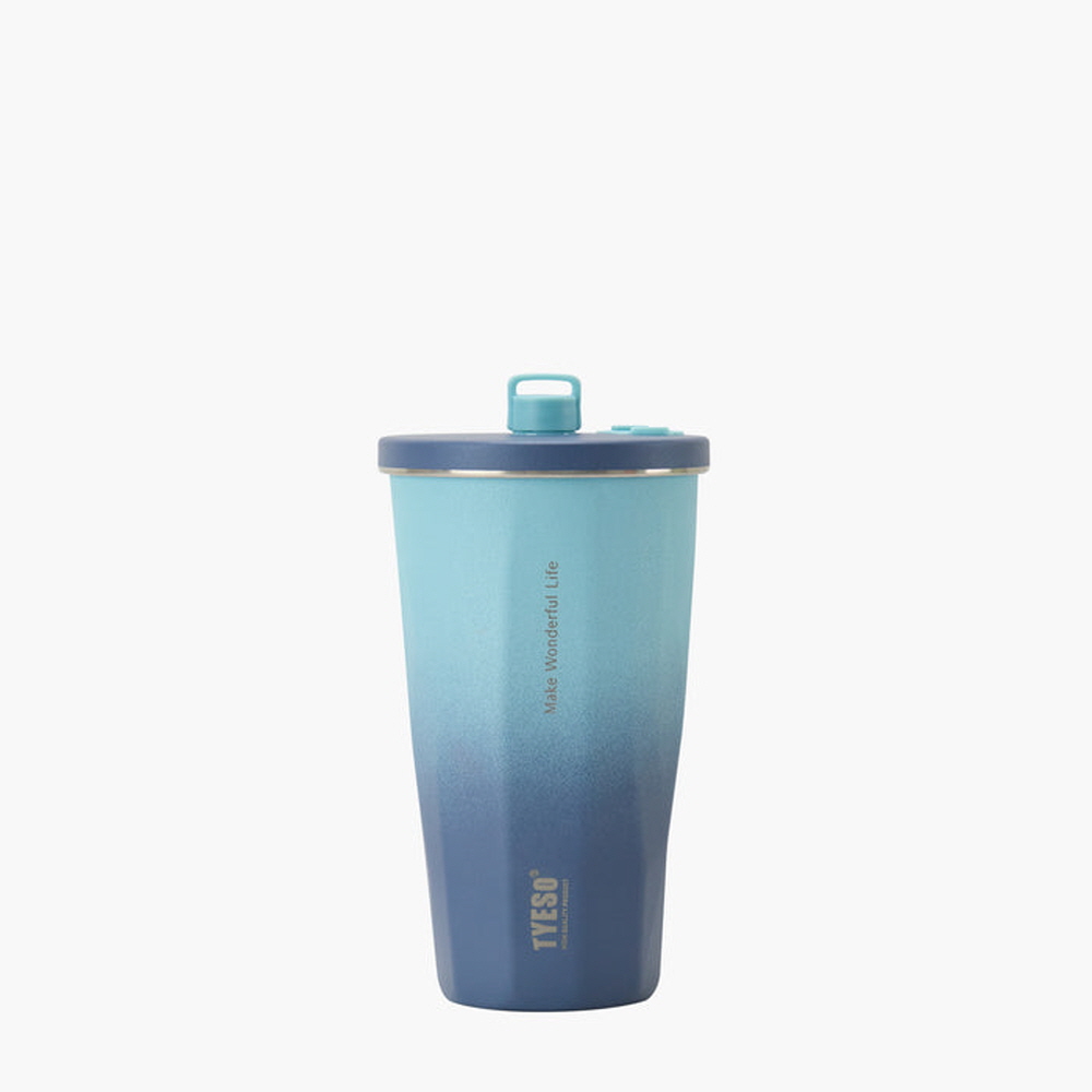 TYESO 스텐 텀블러 올스텐 대용량 텀블러 보냉 보온 빨대 직장인 운동 600ml, 블루 - 상품 이미지