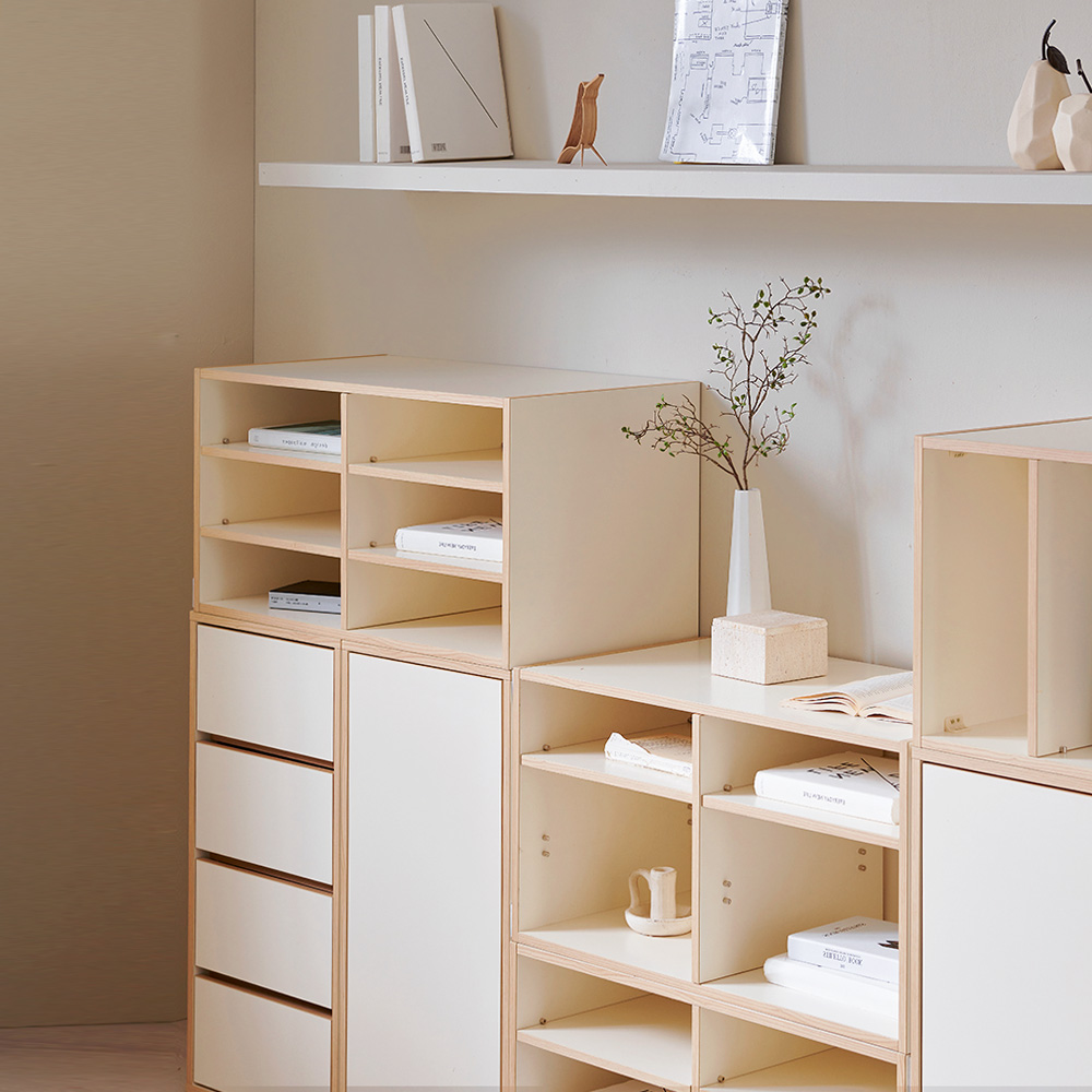 바스포르 뮤트 1200set 800수납장+400책장 높은 거실장