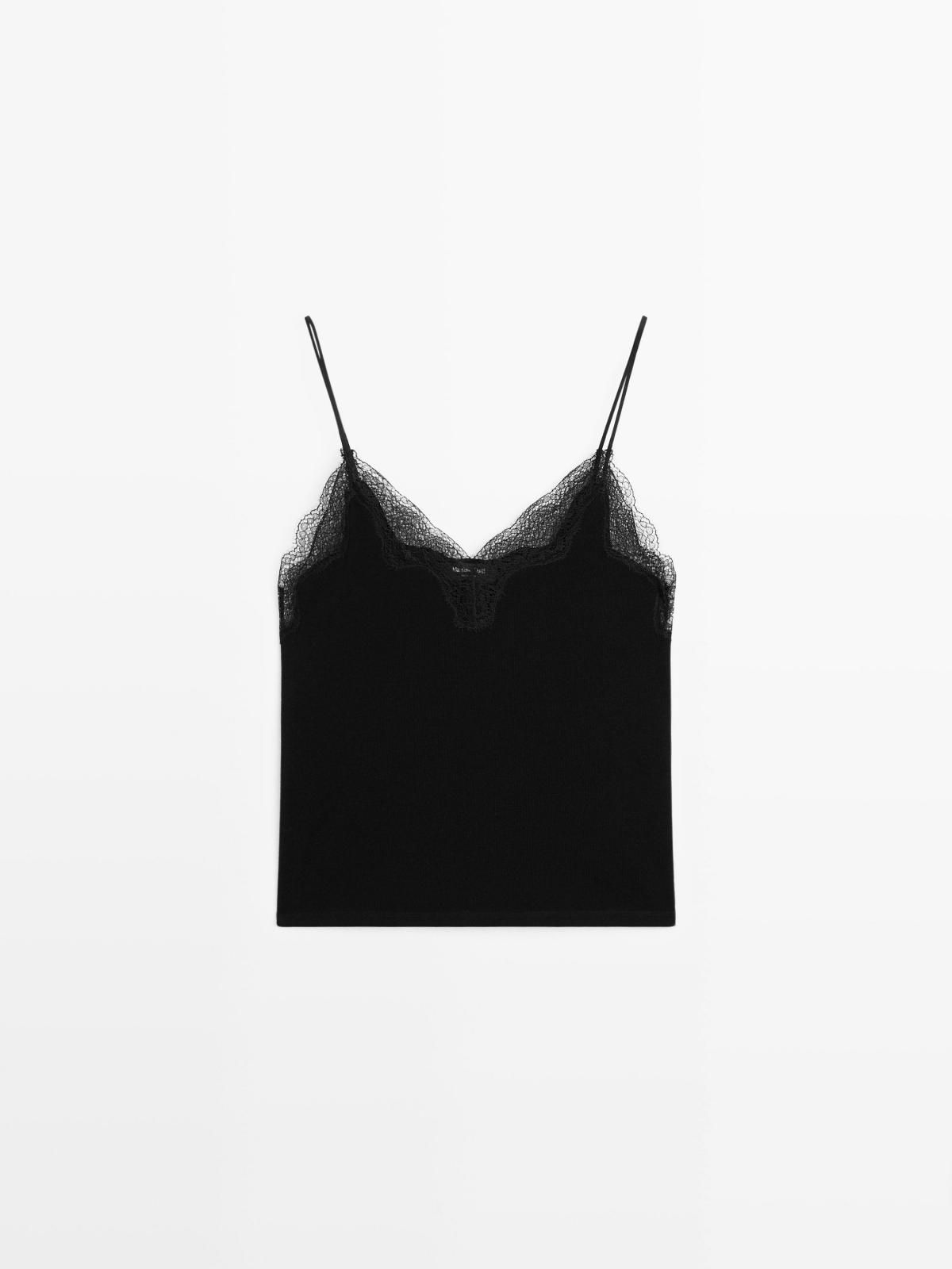 마시모두띠 레이스 디테일 슬림핏 블랙 캐미솔 6223/575 BLACK - 상품 이미지