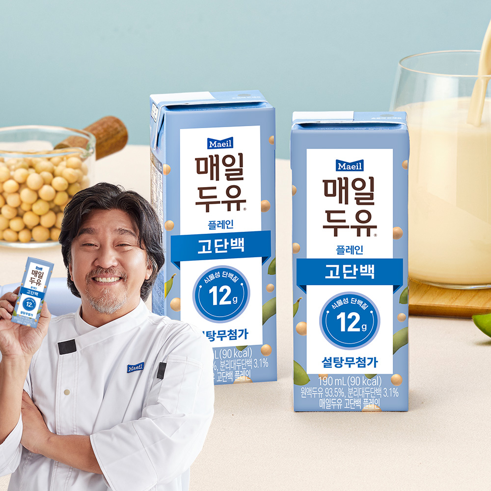 매일두유 고단백 플레인 저당두유 190ml 24팩 [+피크닉 에이드 230ml 3팩 증정] - 상품 이미지