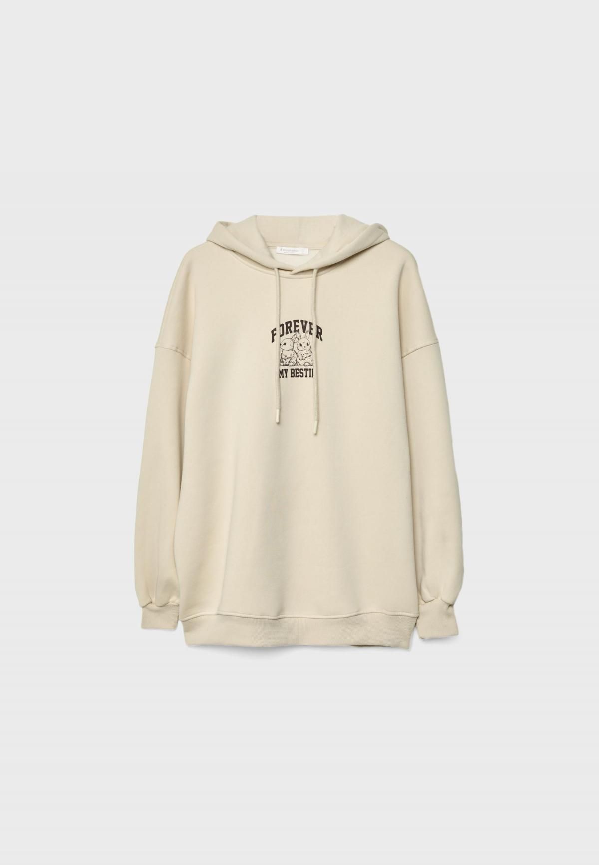 스트라디바리우스 캐주얼 그래픽 오버핏 후드 스웨트셔츠 6673/971 STONE - 상품 이미지