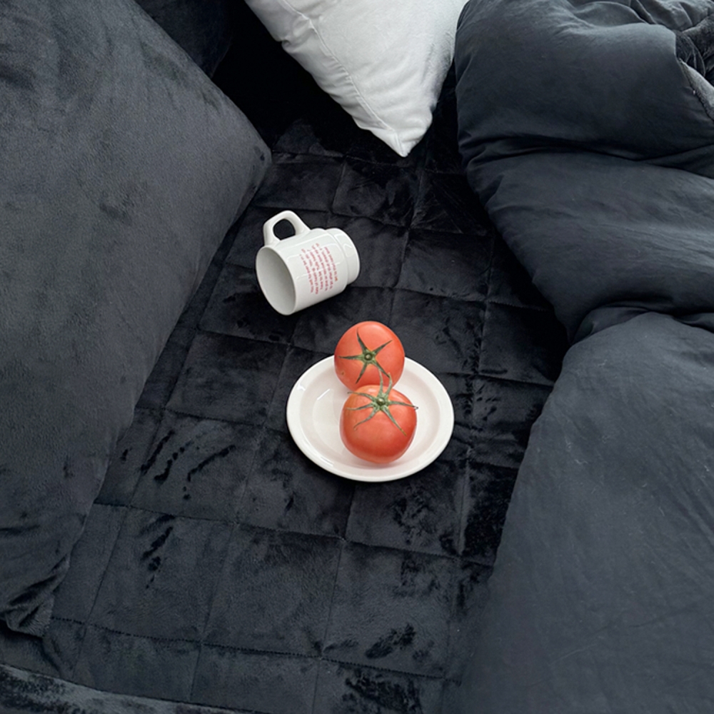 포근한 윈터테일 리버서블 겨울 밍크 극세사 옥수수솜 무봉제 차렵이불 세트 블랙 캣, SS패드세트(이불+베개커버+침대패드)