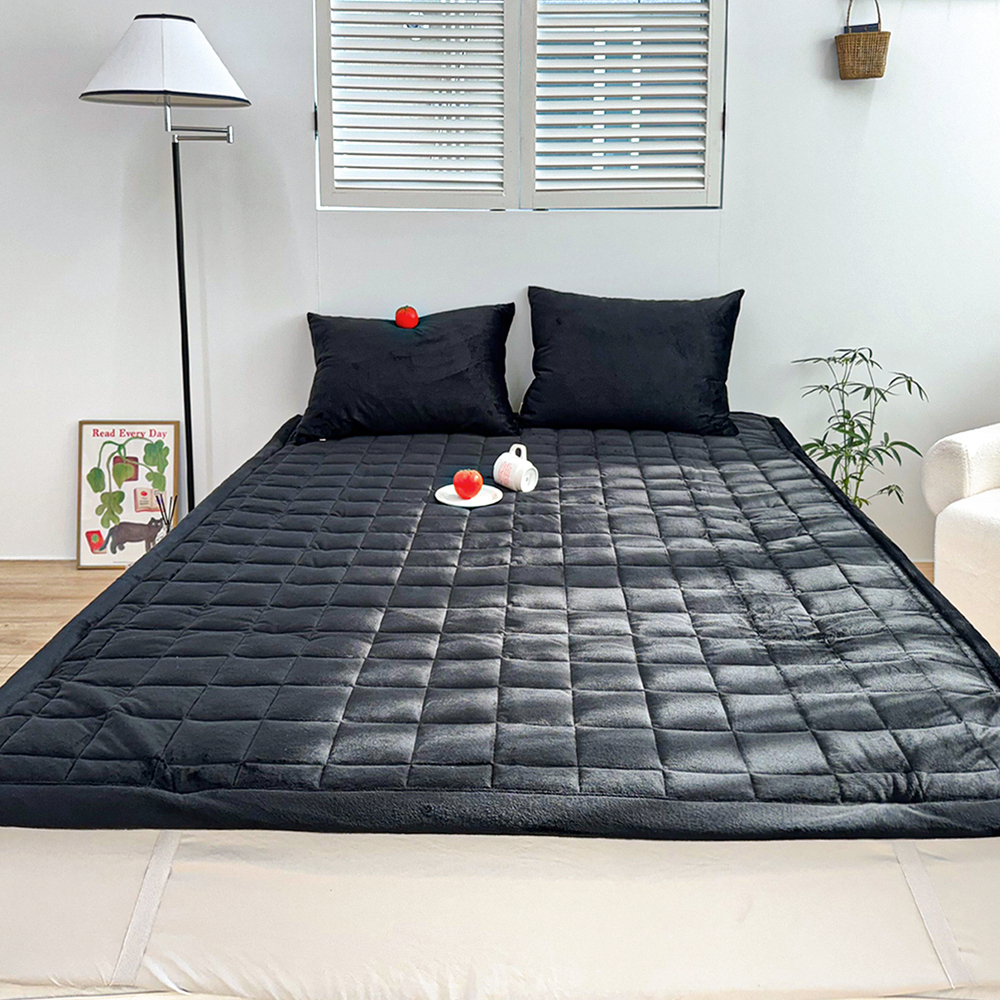 포근한 윈터테일 겨울 밍크 극세사 고정밴딩 침대패드 블랙 캣, SS(슈퍼싱글)